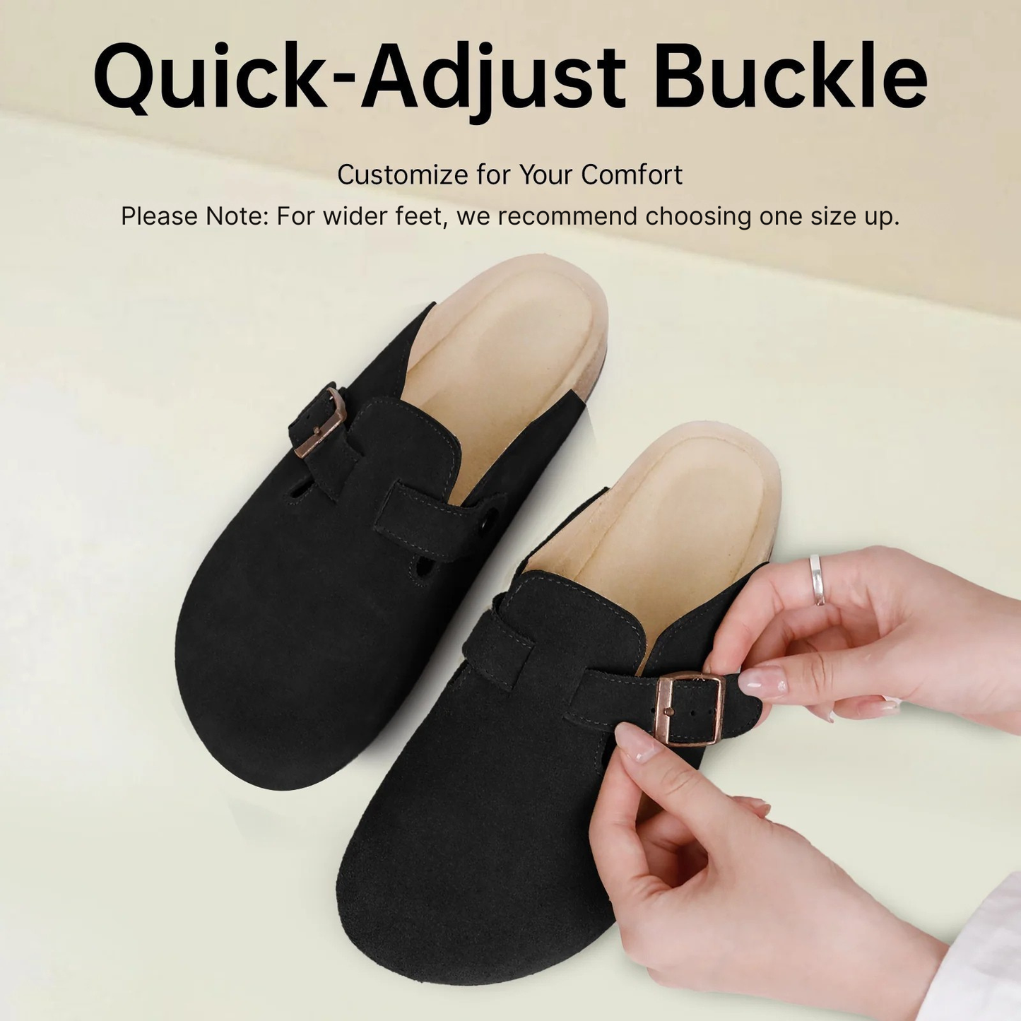 Aluvive Round Toe Suede Cork Clogs