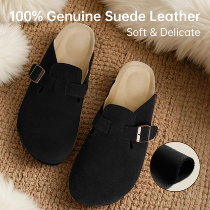 Aluvive Round Toe Suede Cork Clogs