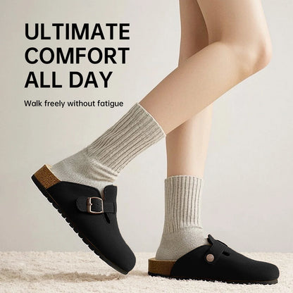 Aluvive Round Toe Suede Cork Clogs